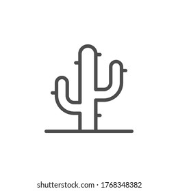 Cactus line outline icon and plant sign
