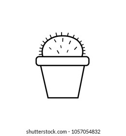 Cactus  line in pots isolated on white background circuit vector illustration