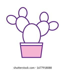 Diseño de icono de estilo de línea Cactus, naturaleza del desierto vegetal mexico tropical de verano y tema occidental Ilustración vectorial