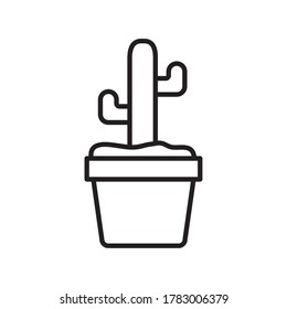 Cactus line style icon design, Plant desert nature tropical summer mexico and western theme Vector illustration