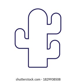 Cactus line style icon design, Plant desert nature tropical summer mexico and western theme Vector illustration