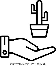 Cactus Line Vector Icon Design