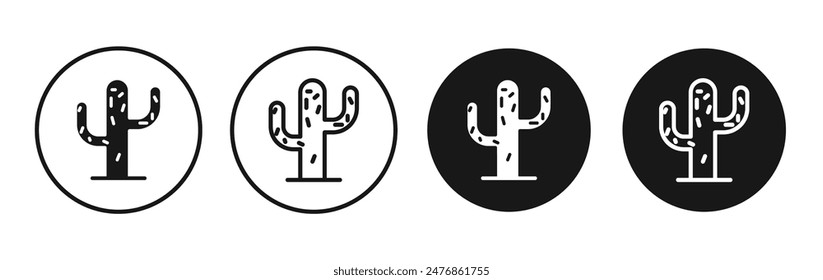 Cactus line vector icon set.