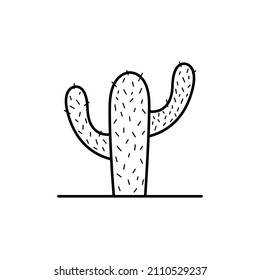 Icono de Cactus lineal. Símbolo de contorno. Esquema aislado del vector