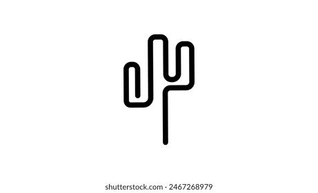 Cactus Logo, black isolated silhouette