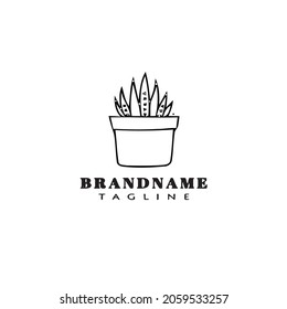 cactus logo cartoon design template icon black modern isolated vector