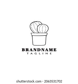 cactus logo cartoon design template icon black modern isolated vector cute