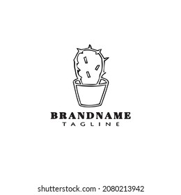 cactus logo cartoon design template icon black modern isolated vector