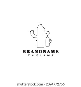 cactus logo cartoon design template icon black modern isolated vector