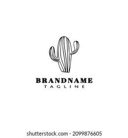 cactus logo cartoon design template icon black modern isolated vector