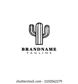 diseño de dibujos animados del logo de cactus icono negro vector aislado lindo