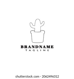 icono de la plantilla de dibujos animados del logo de cactus imagen vectorial aislada negra moderna