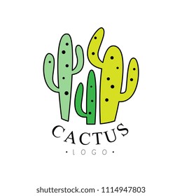 Cactus logo, desert plants badge vector Illustration on a white background