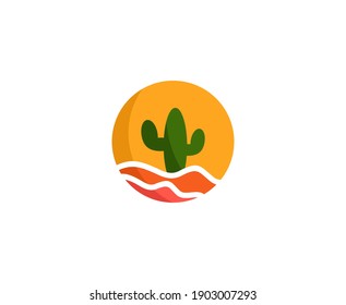Cactus logo desert vector icon 