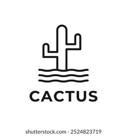 Cactus logo design concept idea line style