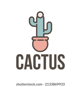 Cactus Logo Design Concept Vector