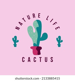 Vector de concepto de diseño de logotipo de Cactus