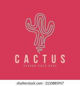 Cactus Logo Design Concept Vector