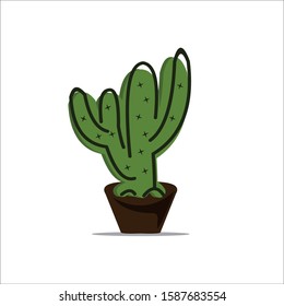 Cactus logo design creative emblem with pot 