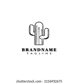 cactus logo design template icon black modern isolated vector illustration