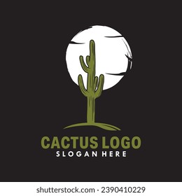 cactus logo design template vector Illustration