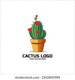 Cactus logo design vector illustration