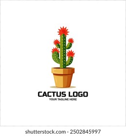 Cactus logo design vector illustration