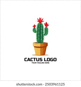 Cactus logo design vector illustration