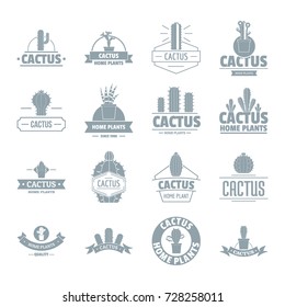 Cactus logo icons set. Simple illustration of 16 cactus logo vector icons for web