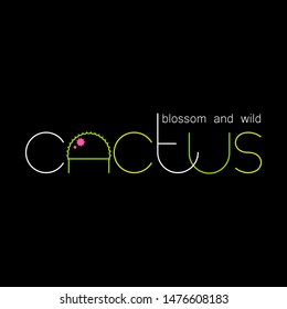 Cactus logo. Cactus isolated on black background. Design illustration template. 