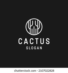 Cactus logo linear style icon in black backround