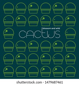 Cactus logo. Cactus pattern design template. Cactus stroke line logotype. 