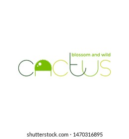 Cactus logo. Round cactus with flower logotype design. 