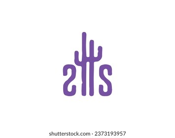 Un logo de cactus con letras 'S' que se reflejan en ambos lados, simbolizando equilibrio, unidad y crecimiento en un diseño inteligente.