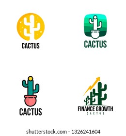 Cactus logo set vector