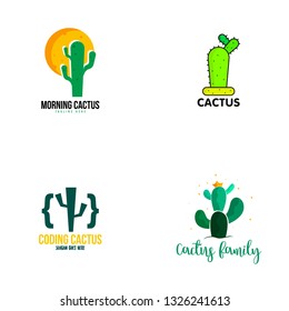 Cactus logo set vector
