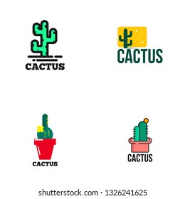 Cactus logo set vector