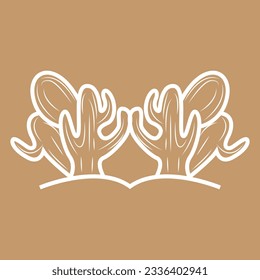 Cactus Logo, Simple Line Cactus Design, Green Plant Vector, Icon, Symbol, Illustration