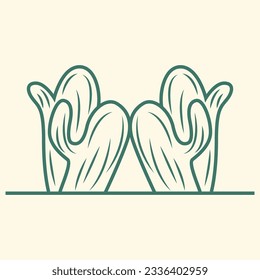 Cactus Logo, Simple Line Cactus Design, Green Plant Vector, Icon, Symbol, Illustration