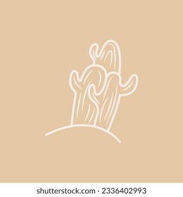 Cactus Logo, Simple Line Cactus Design, Green Plant Vector, Icon, Symbol, Illustration
