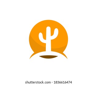 Cactus logo sun vector icon 