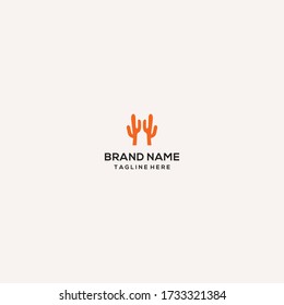 Cactus logo template design in Vector illustration 