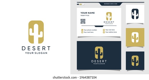 Cactus logo template with modern concept. Cactus logo and business card design Premium Vector