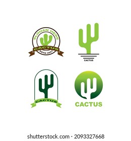 Cactus logo template vector Illustration
