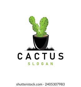 Cactus logo vector desert green plant design elegant style symbol Icon Illustration