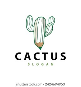 Cactus logo vector desert green plant design elegant style symbol Icon Illustration