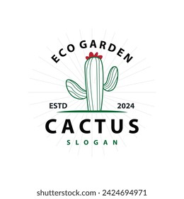 Cactus logo vector desert green plant design elegant style symbol Icon Illustration