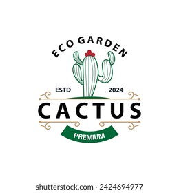 Cactus logo vector desert green plant design elegant style symbol Icon Illustration