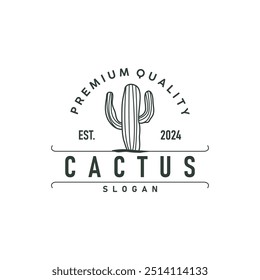 Cactus logo vector desert green plant design elegant style symbol Icon Illustration