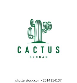 Cactus logo vector desert green plant design elegant style symbol Icon Illustration